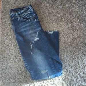 Silver destructed jeans